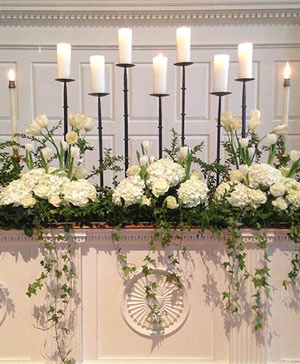 white candle garden altar arrangement WF100921.300